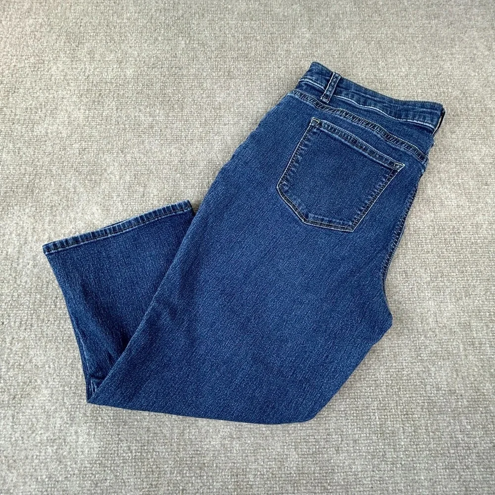 Lee Riders Capri Jeans Womens 14 Blue Denim Cotton Stretch Mid Rise Whiskers